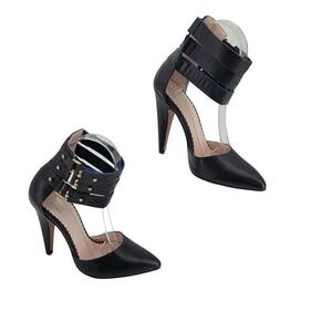 Missoni Black Leather Studded Ankle Strap Pumps High  Heels Baddie EU 35 US 4.5